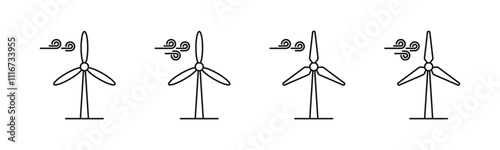 Windmill vector icons. Wind turbines. Alternative power generation. Wind power generator