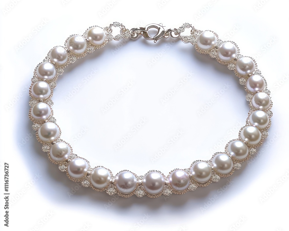 Fototapeta premium A stunning pearl necklace featuring multiple rows lustrous pearls, perfect for any occasion,