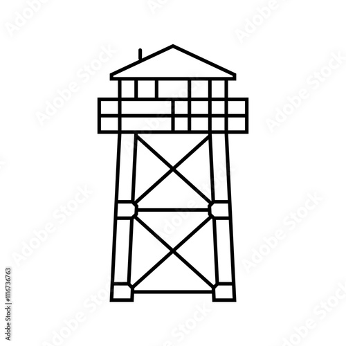 firewatch tower wildfire disaster line icon vector. firewatch tower wildfire disaster sign. isolated contour symbol black illustration