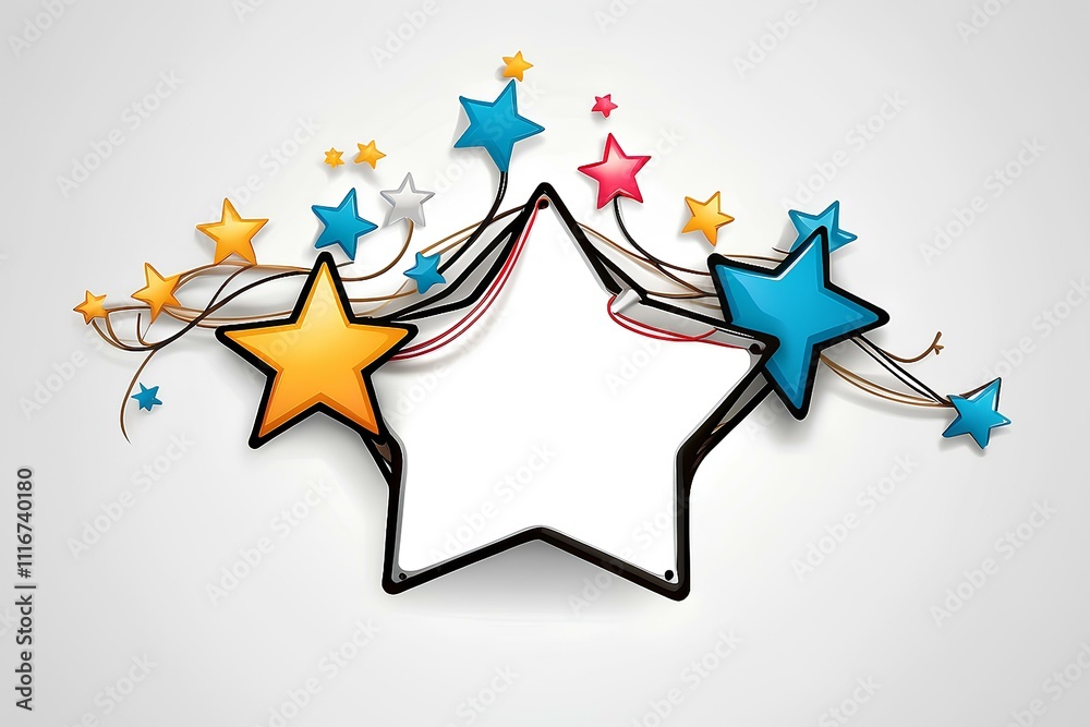 Fototapeta premium a bright and lively collection of colorful stars bursting from a bold white central star shape creating a celebratory and joyful visual perfect for festive themes