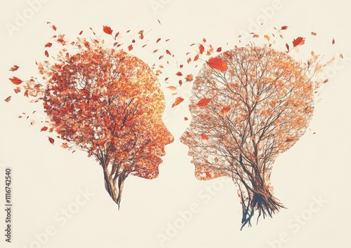 Autumnal Trees Form Two Faces In Profile photo