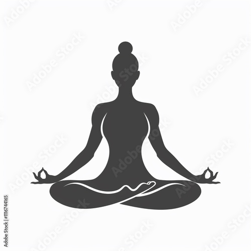 Yoga logo icon, girl doing yoga on empty white background