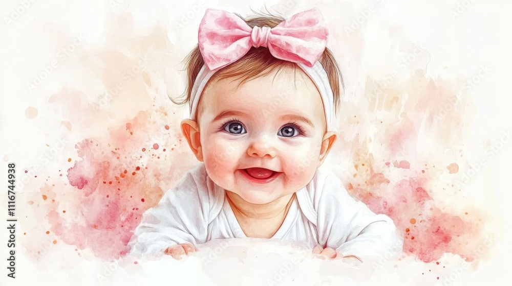 Fototapeta premium Adorable Baby with Bow