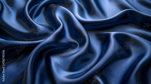 Luxurious flowing blue fabric creating an elegant and smooth texture with soft curves and seamless folds.