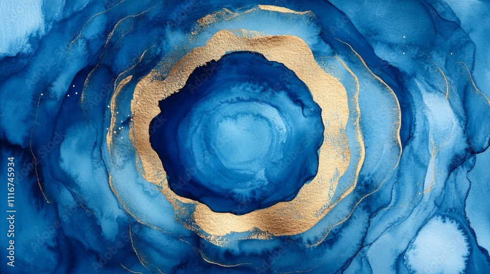 Obraz premium Abstract Blue Gold Artwork