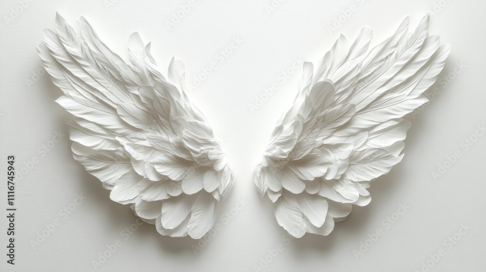 Fototapeta premium Elegant White Angel Wings Sculpture