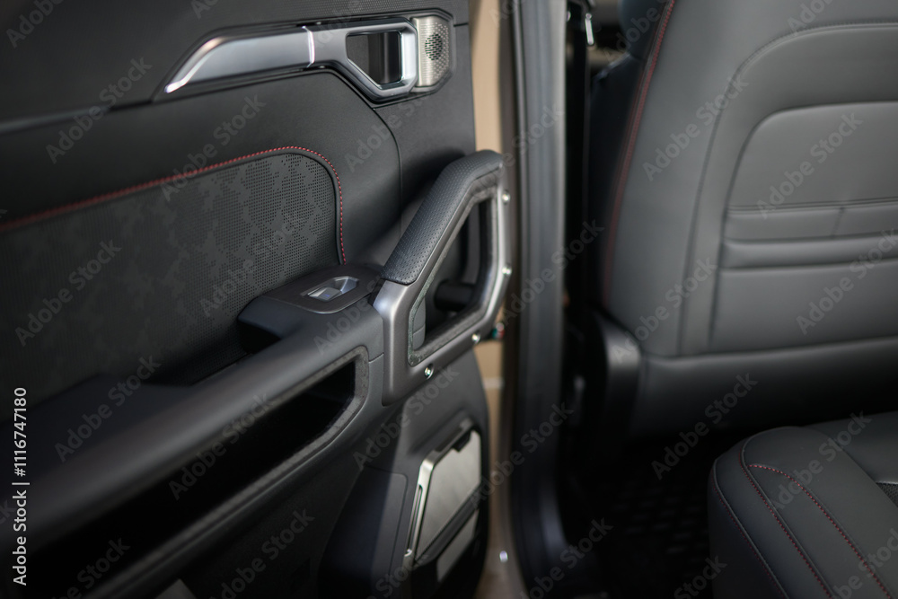A car door with trim showcasing automotive design details A car door with trim showcasing automotive design details