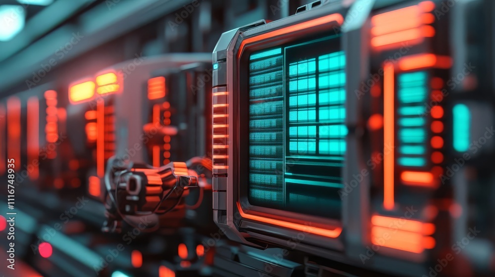 AI-driven freight automation, glowing holographic logistics panels, robotic cargo systems, vibrant tones AI-driven freight automation, glowing holographic logistics panels, robotic cargo systems, vibrant tones