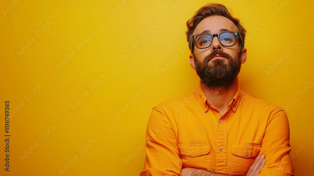 Obraz premium Bearded Man in Yellow Shirt