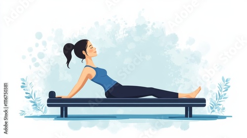 Illustration of Woman Practicing Pilates