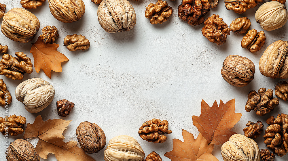 Fototapeta premium walnuts and leaves