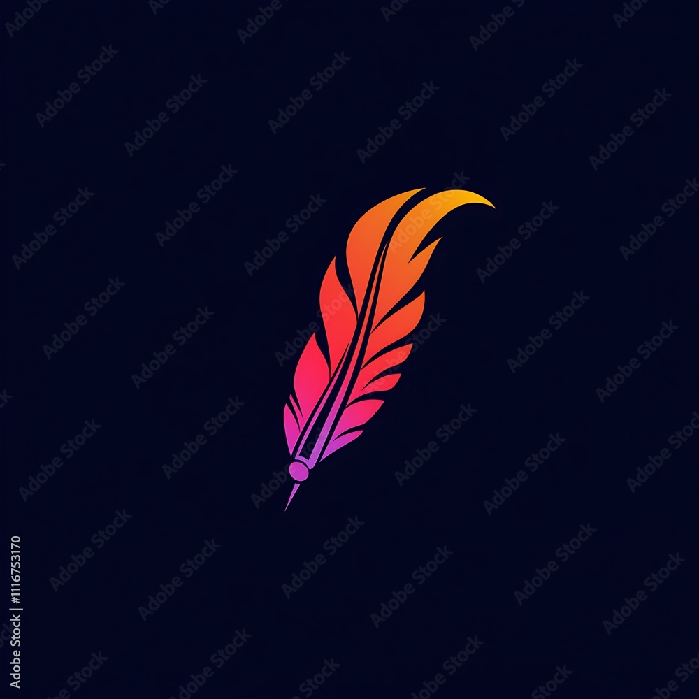 Fototapeta premium Abstract artistic design with vibrant multicolored feather on white image