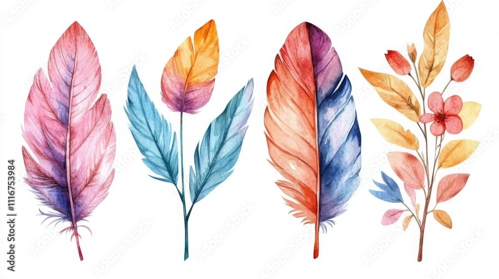 Fototapeta premium Colorful Feather Illustrations