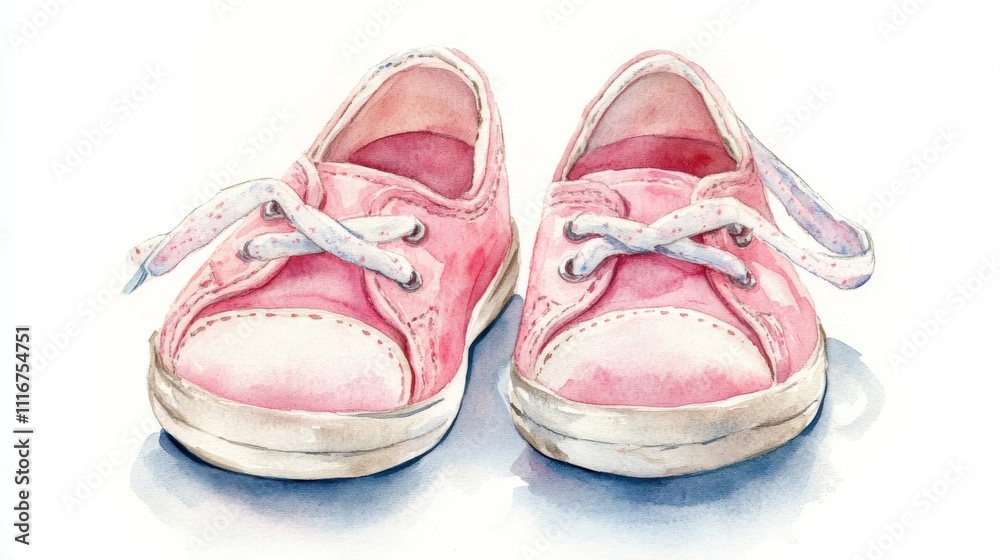 Watercolor Pink Baby Shoes Watercolor Pink Baby Shoes
