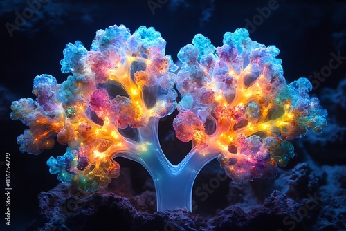 Neon glow bronchial tree showcasing how Occupational Lung Diseases develop harmful workplace exposures are treated under Pulmonology photo