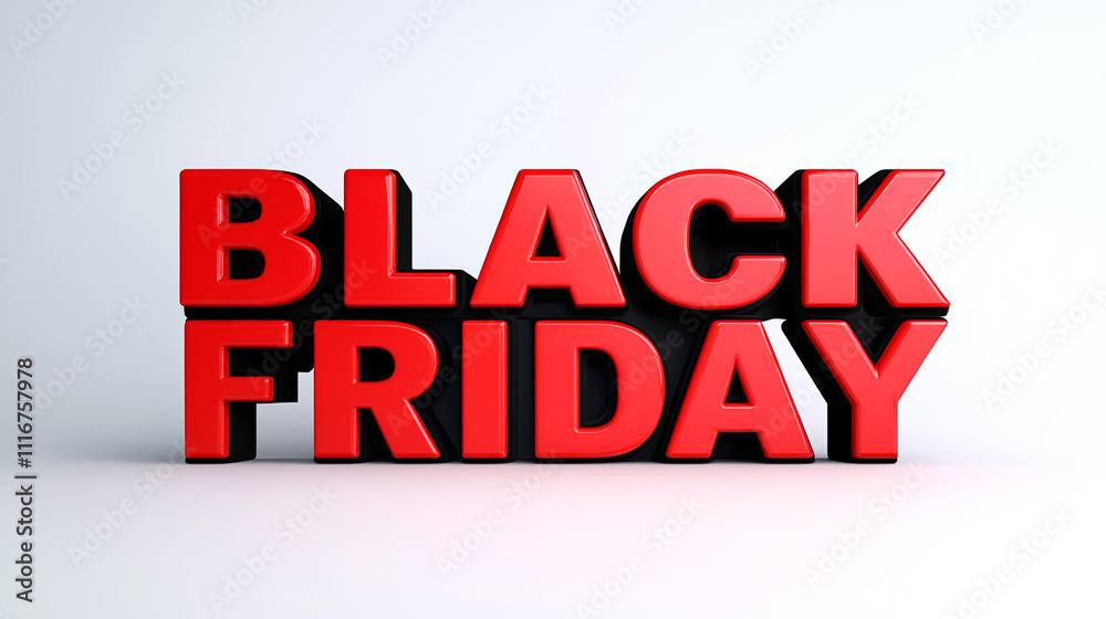 Black Friday Sale  3D Red Text  Shopping Promotion  Discount  Retail