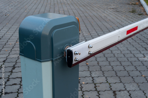 Close-up of thebarrier automatic mechanism. Parking adjustment photo