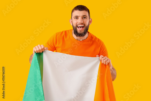 Handsome man with flag of I...