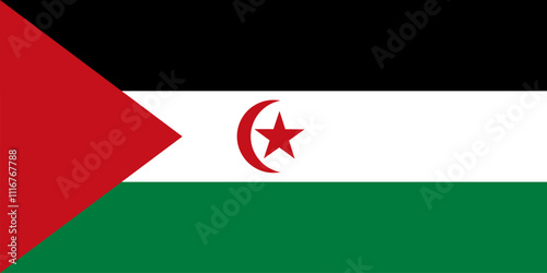 Flag of Sahrawi Arab Democratic Republic or SADR. Flag of Sahrawi Republic or Western Sahara