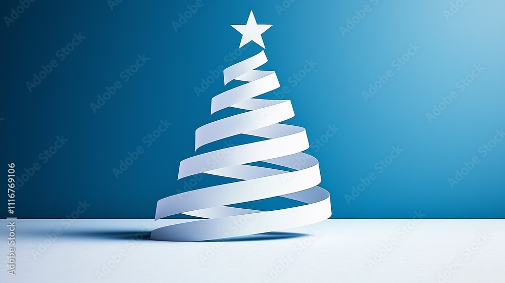 A decorative paper Christmas tree adorned with a bright star at its peak, symbolizing the festive spirit of the holiday season.