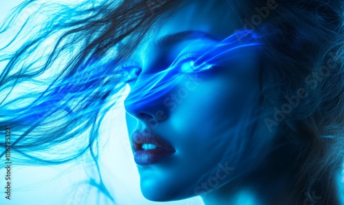 A dynamic wave of blue light showcasing a feeling of motion and fluidity, ideal for illustrating digital technology, networking, or future ideas.