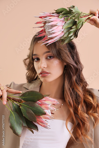 Beautiful young woman with ...