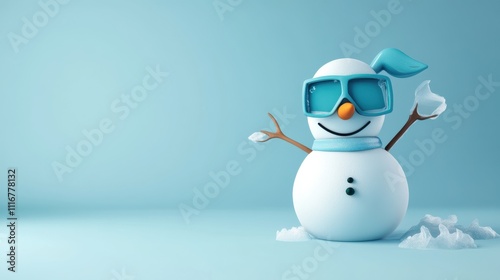 3d render funny snowman 