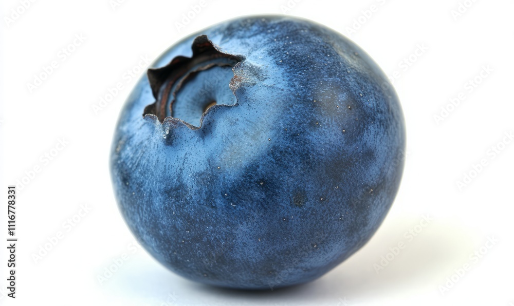 Obraz premium A close-up of a blueberry on a white surface, suitable for food, health, or lifestyle illustrations