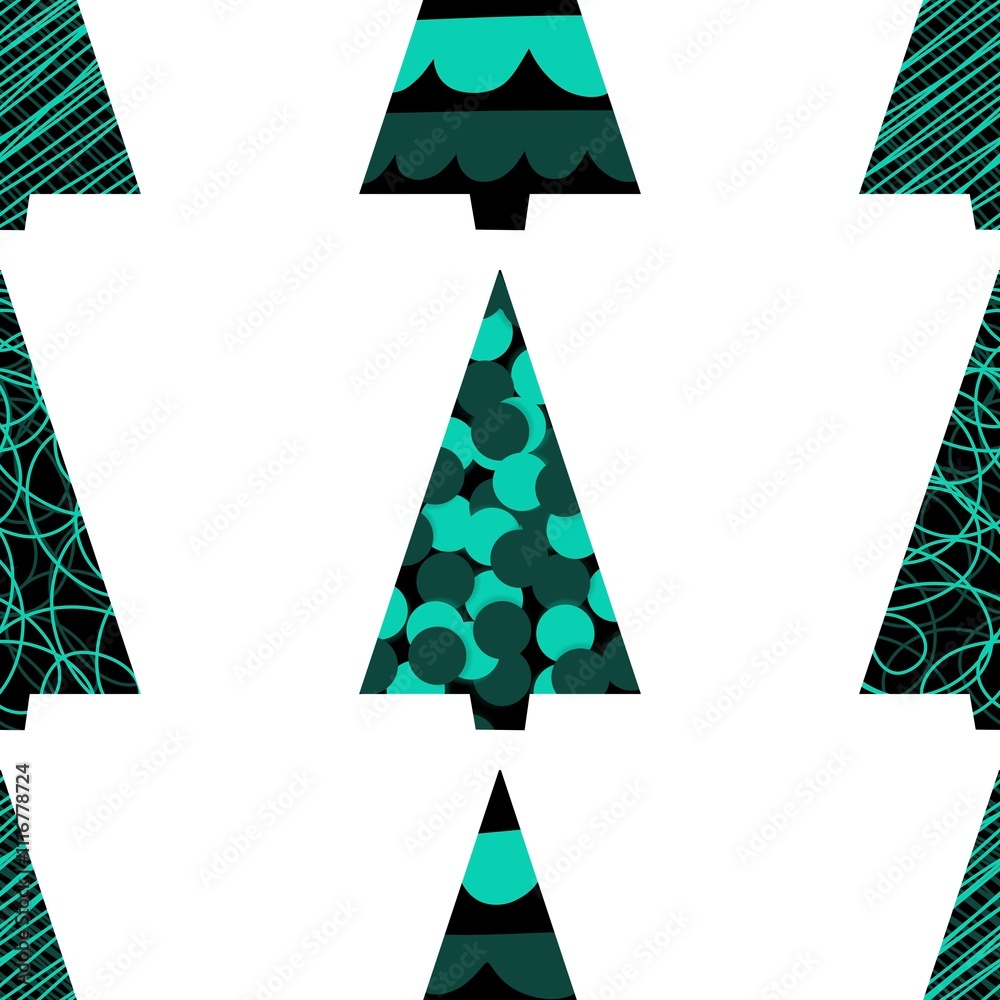 Christmas tree seamless winter balls pattern for wrapping paper and fabrics