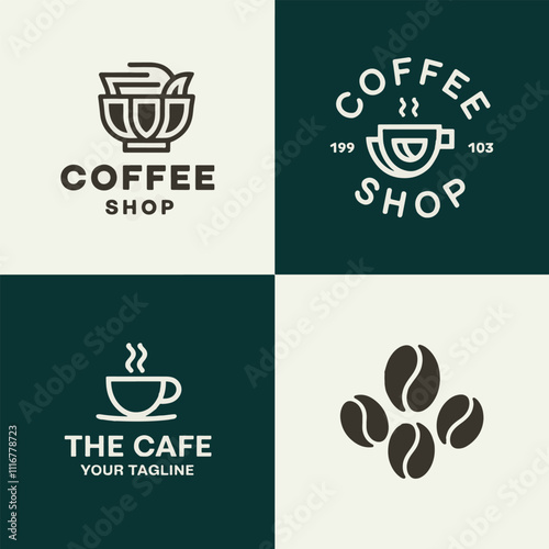coffee cup logo for cafe shop label sign with coffee icon illustration design 