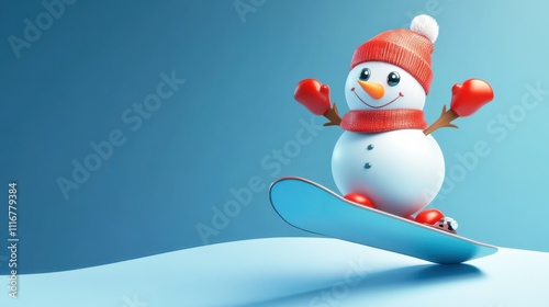 3d render funny snowman 