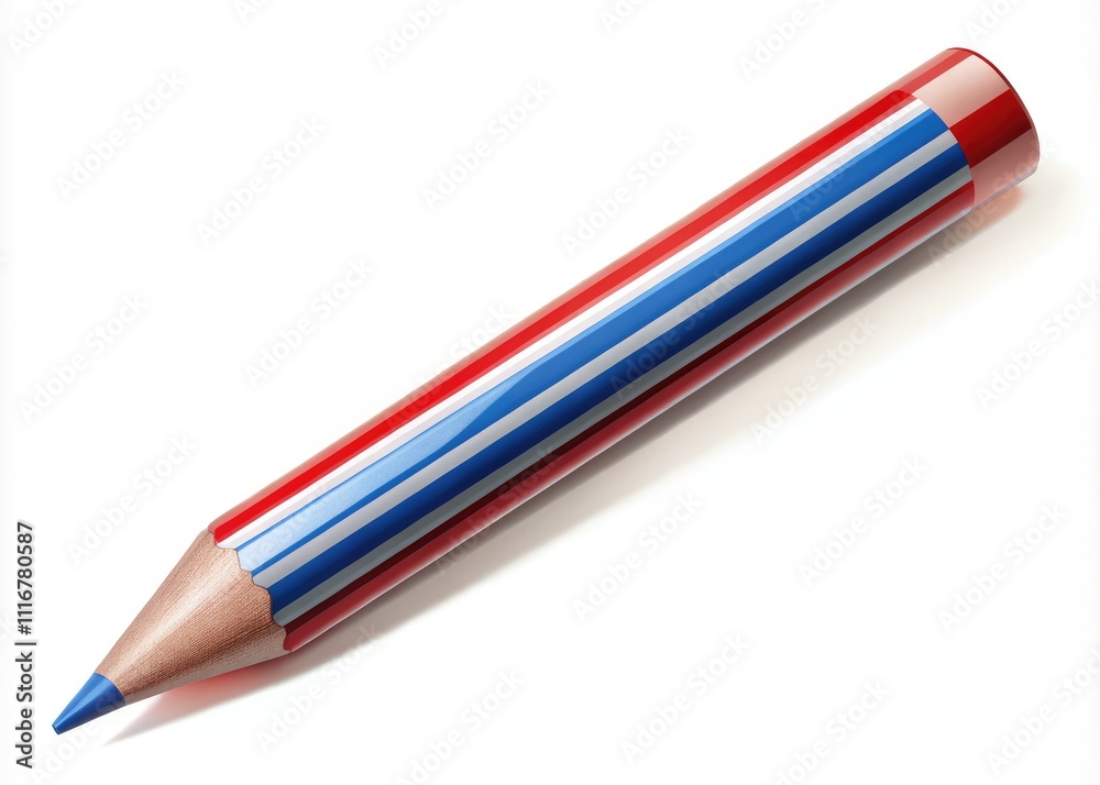 Striped pencil featuring a vibrant red and blue design, perfect for writing, sketching, and artistic projects. Ideal for unleashing creativity and enhancing your artistic endeavors. Striped pencil featuring a vibrant red and blue design, perfect for writing, sketching, and artistic projects. Ideal for unleashing creativity and enhancing your artistic endeavors.