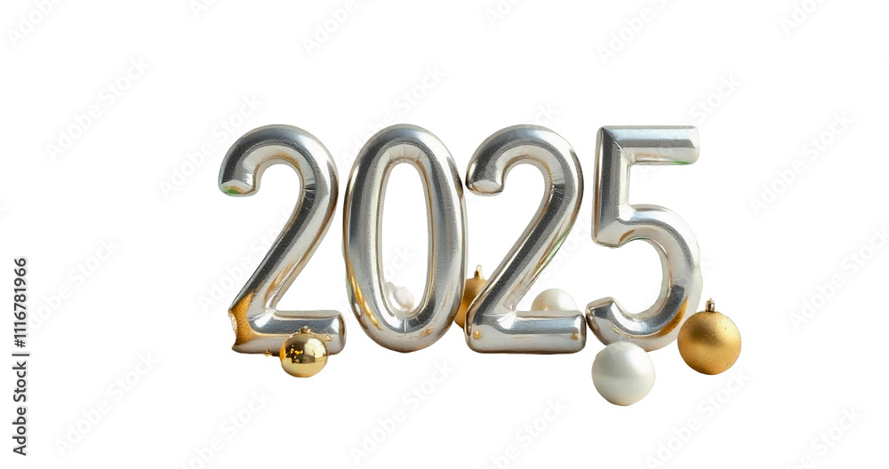 Vibrant 2025: A Golden 3D Design with Celebratory Elements Isolate background Vibrant 2025: A Golden 3D Design with Celebratory Elements Isolate background
