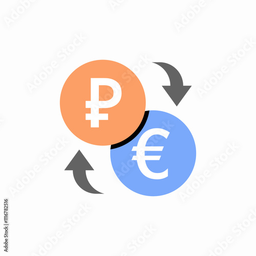 ruble to euro exchange currency icon sign vector