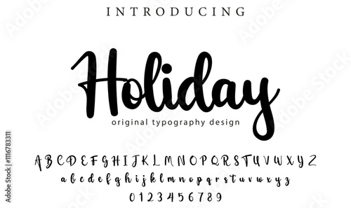Holiday Font Stylish brush painted an uppercase vector letters, alphabet, typeface
