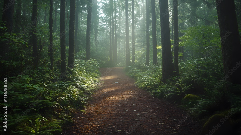 Obraz premium Misty forest path.