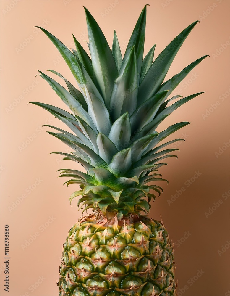 Fototapeta premium A vibrant pineapple against a warm peach backdrop.