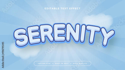 Blue and white serenity 3d editable text effect - font style