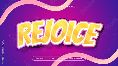 Pink yellow and purple violet rejoice 3d editable text effect - font style