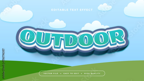 Blue green and white outdoor 3d editable text effect - font style