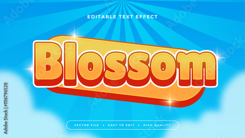 Orange white and blue blossom 3d editable text effect - font style