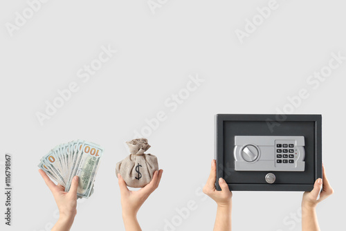 Female hands with money, ba...
