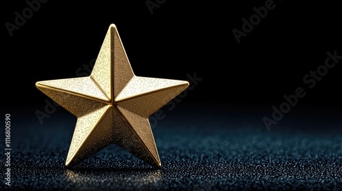 Golden star trophy display studio setting product photography dark background close-up view award concept for recognition