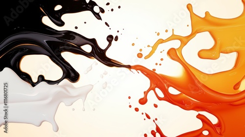 Vibrant Clash of Colors in Fluid Motion on Artistic Backdrop