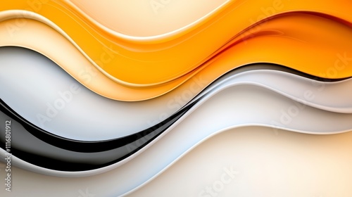 Elegant Swirls of Yellow, Black, and White Create a Stunning Abstract Wallpaper Design