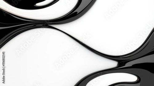 Elegant Black and White Abstract Design With Flowing Curves and Smooth Textures