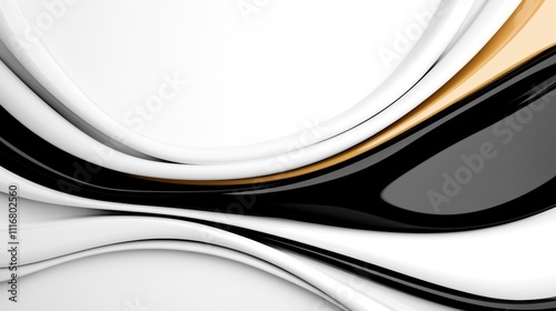 Fluid Curves Create a Harmonious Balance of Black, White, and Gold in Dynamic Wallpaper Design