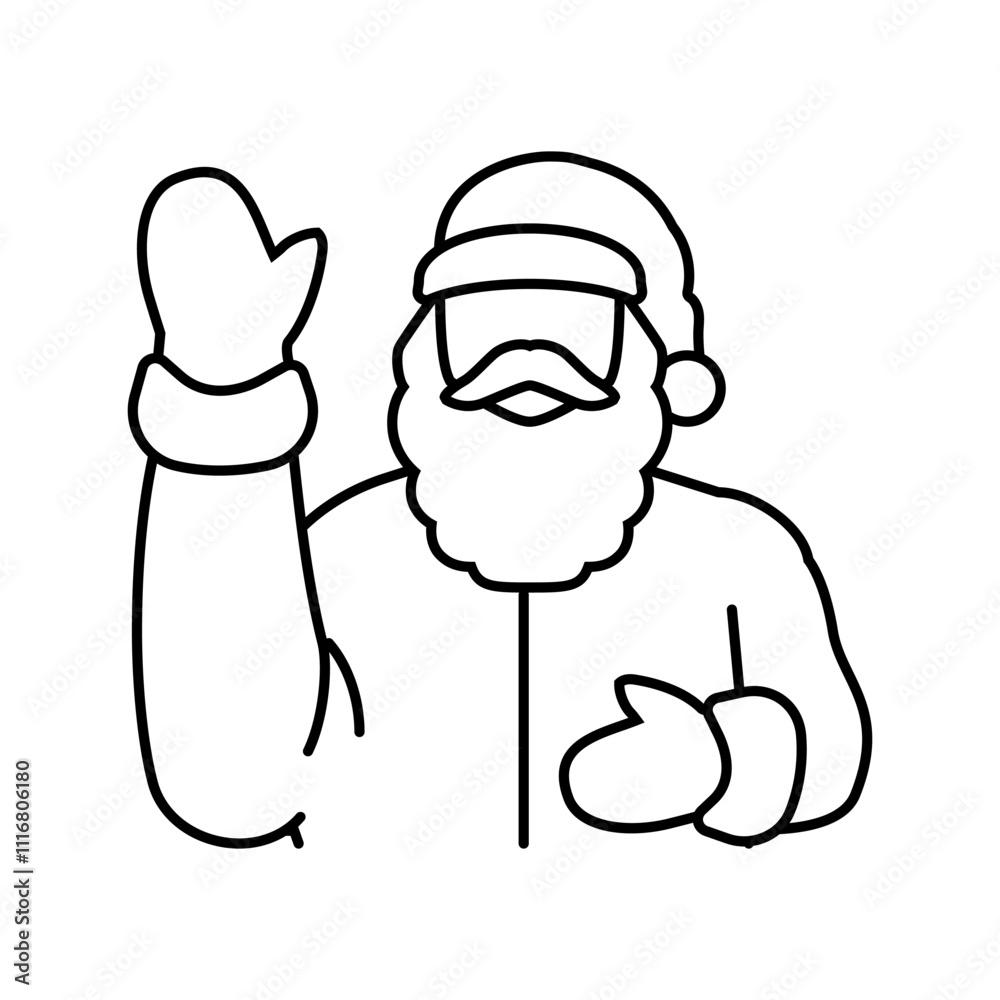 santa claus waving line icon vector. santa claus waving sign. isolated contour symbol black illustration santa claus waving line icon vector. santa claus waving sign. isolated contour symbol black illustration