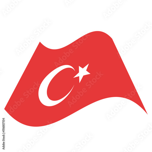 Turky Flag Symbol of turkish country. White isolated background.