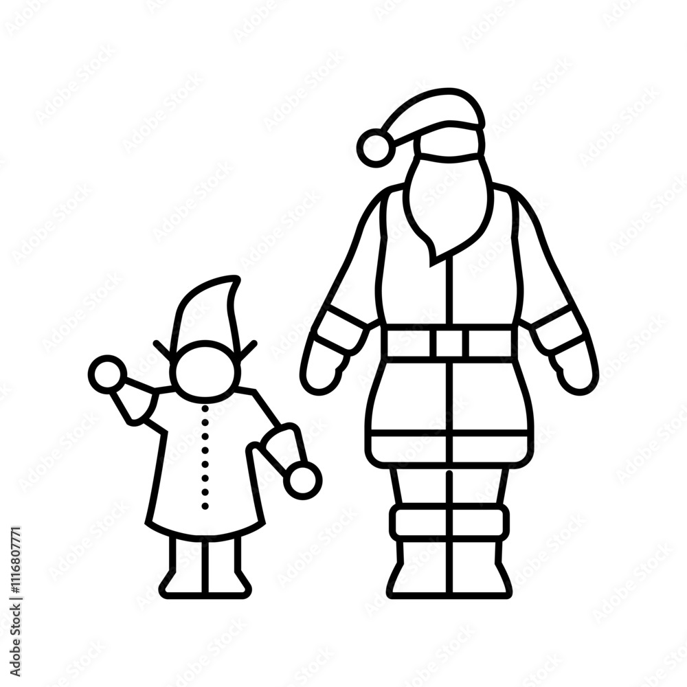 santa claus elves line icon vector. santa claus elves sign. isolated contour symbol black illustration santa claus elves line icon vector. santa claus elves sign. isolated contour symbol black illustration